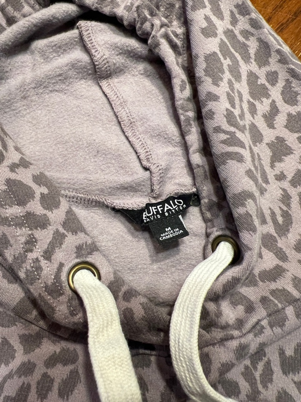 Buffalo David Bitton Purple Leopard-Print Hoodie with Cream Drawstring - Picture 4 of 5